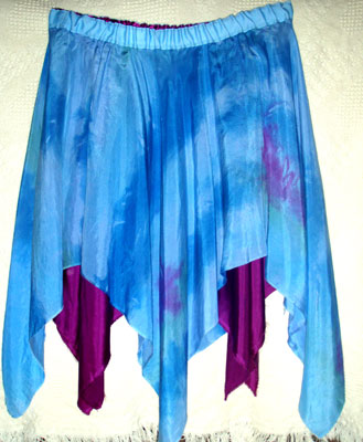 blue and purple reversible skirt